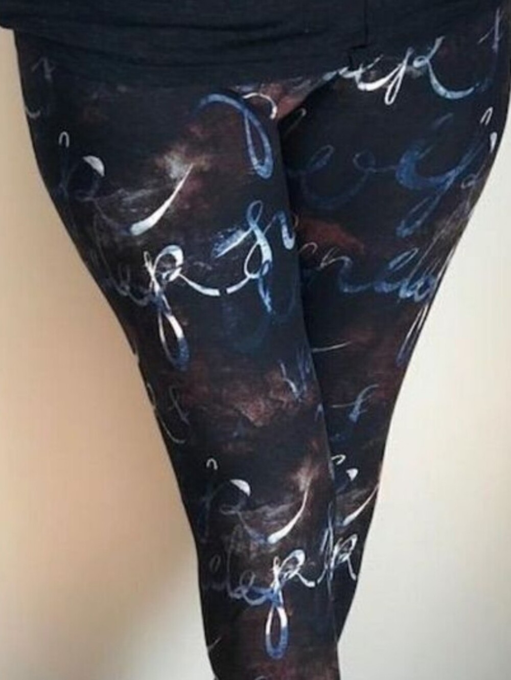 LEGGINGS DEPOT Brown & Cream Abstract Print Full length Leggings Size 12 NWT